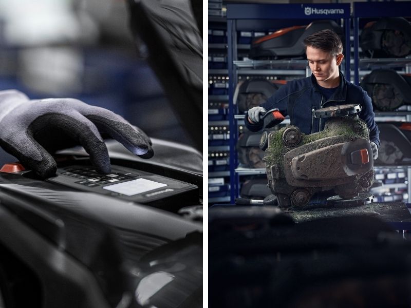 Serwis i przechowywanie robotów koszących